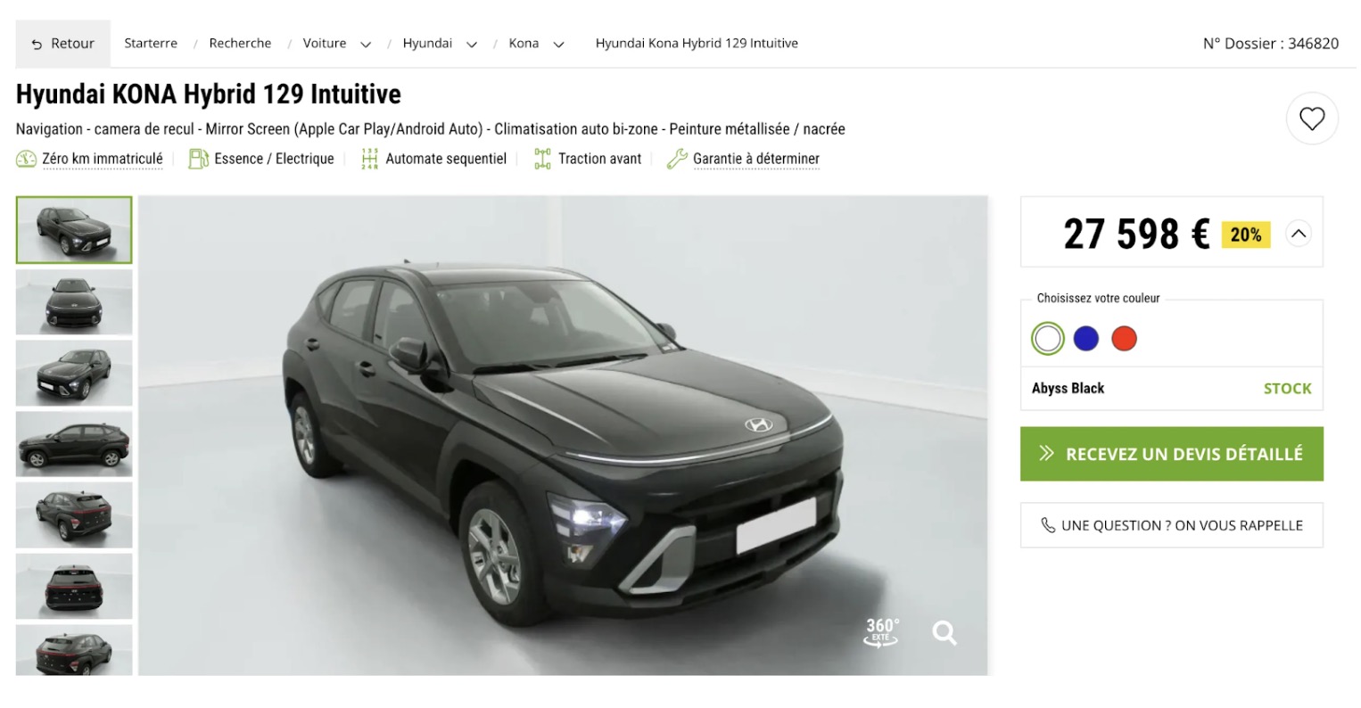exemple de traitement apporté sur un véhicule noir